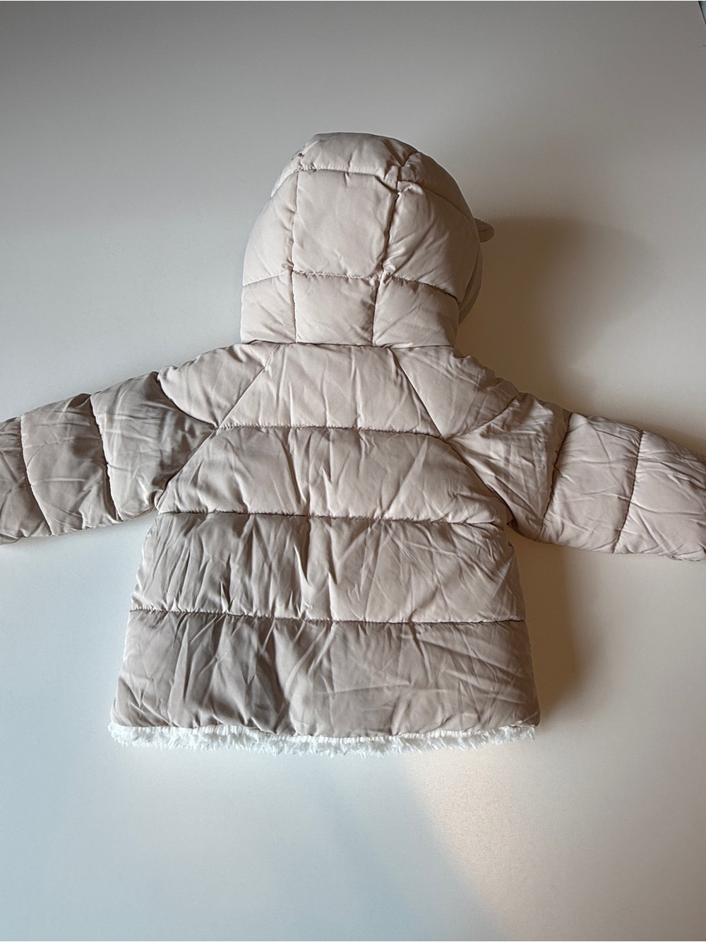 MANGO Baby Puffer Tan Hooded Jacket with Sherpa Lining - 3-6 months - Picture 7 of 7